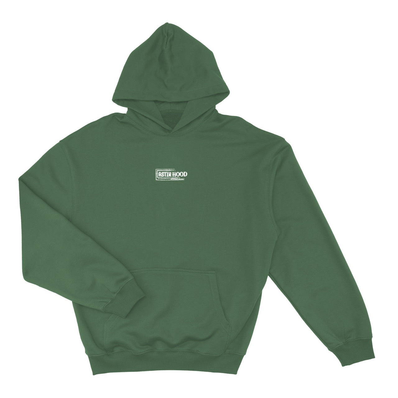 Hoodie - minimal white on emerald