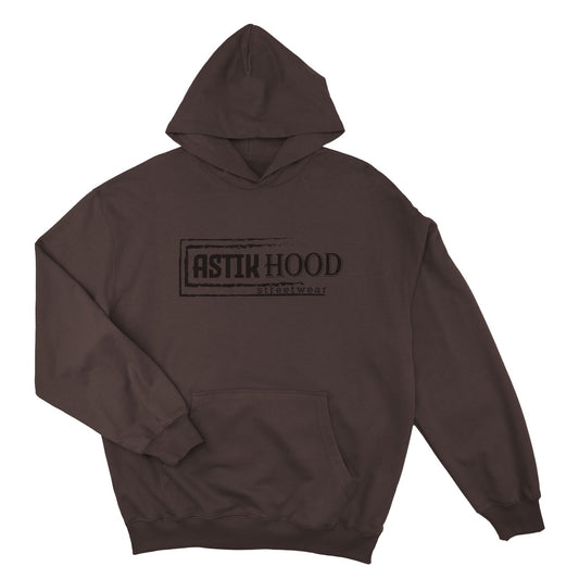 Hoodie - Statement black on chocolate
