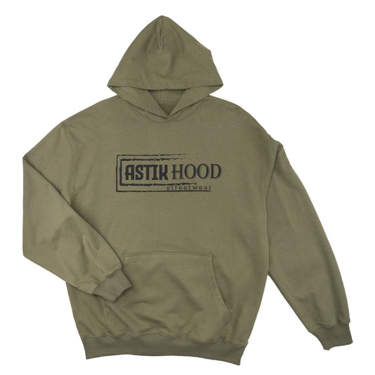 Hoodie - Statement black on olive