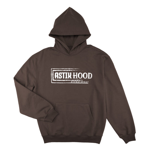 Hoodie - Statement white on chocolate