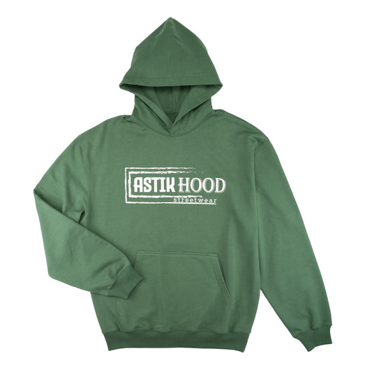 Hoodie - Statement white on emerald