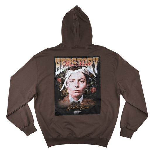 Hoodie - Della Rose on chocolate