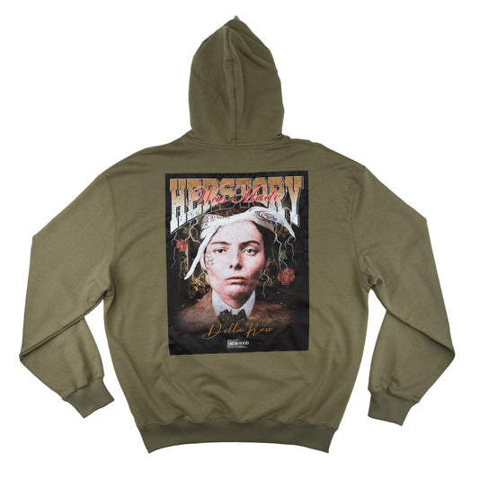 Hoodie - Della Rose on olive