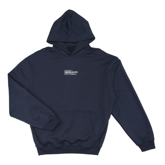 Hoodie - minimal white on navy
